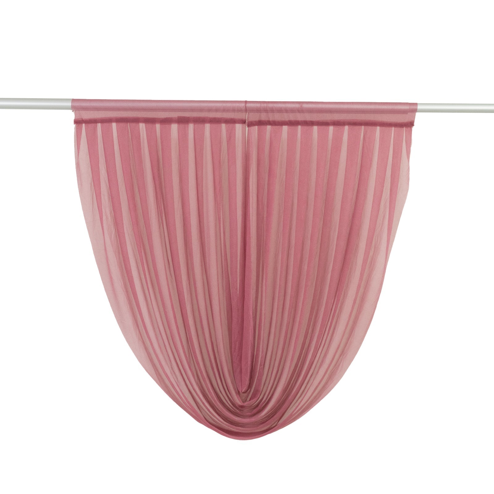 4ft x 4ft Sheer Chiffon Backdrop Valance Drapes â€“ Mauve Cinnamon Rose Curved Swag Topper Panel - Bell Racket Store