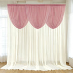 4ft x 4ft Sheer Chiffon Backdrop Valance Drapes â€“ Mauve Cinnamon Rose Curved Swag Topper Panel - Bell Racket Store