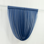 4ft x 4ft Sheer Chiffon Backdrop Valance Drapes â€“ Navy Blue Curved Swag Topper Panel - Bell Racket Store