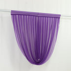 4ft x 4ft Sheer Chiffon Backdrop Valance Drapes â€“ Purple Curved Swag Topper Panel - Bell Racket Store
