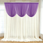 4ft x 4ft Sheer Chiffon Backdrop Valance Drapes â€“ Purple Curved Swag Topper Panel - Bell Racket Store