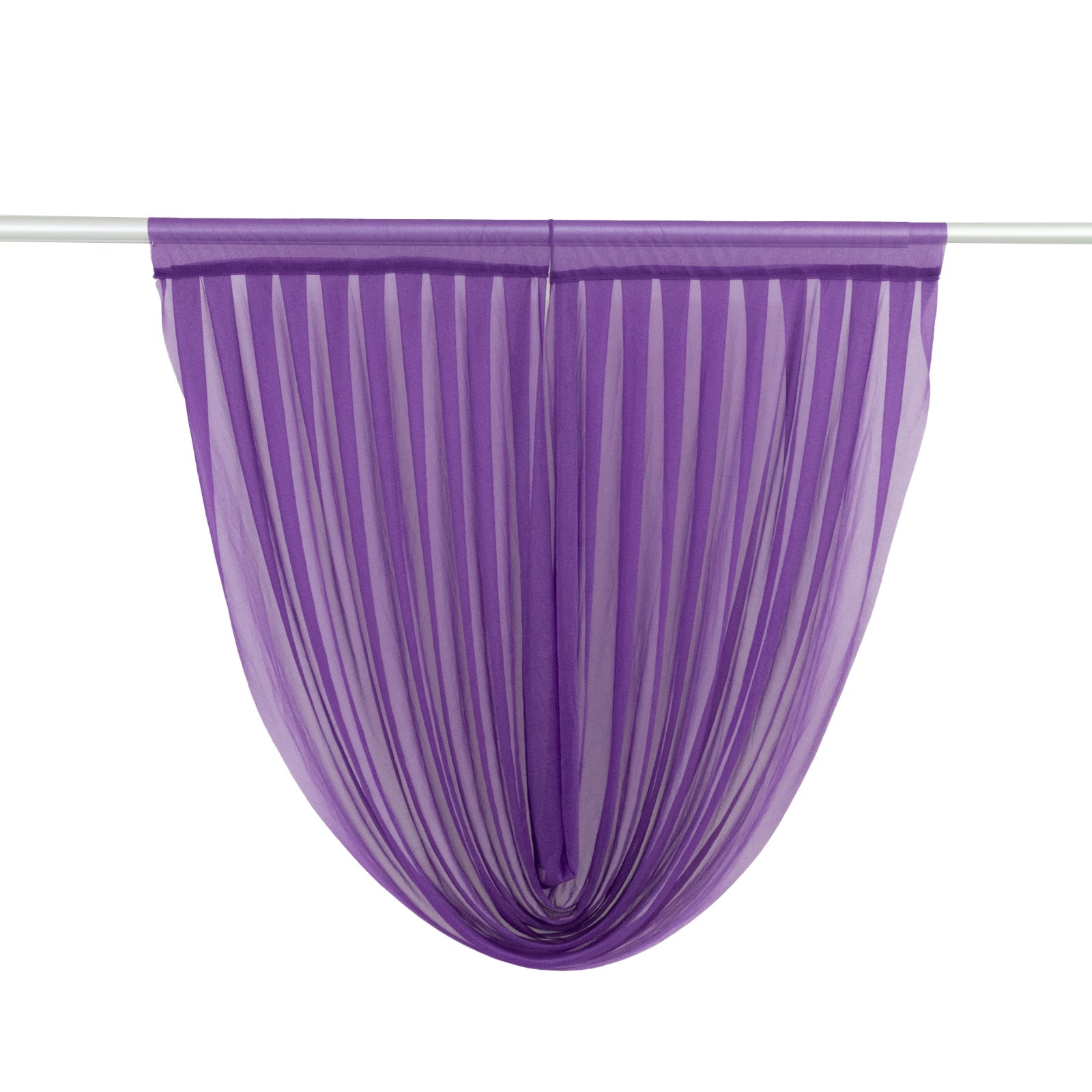 4ft x 4ft Sheer Chiffon Backdrop Valance Drapes â€“ Purple Curved Swag Topper Panel - Bell Racket Store