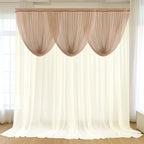 4ft x 4ft Sheer Chiffon Backdrop Valance Drapes â€“ Taupe Curved Swag Topper Panel - Bell Racket Store