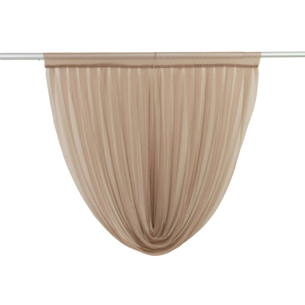 4ft x 4ft Sheer Chiffon Backdrop Valance Drapes â€“ Taupe Curved Swag Topper Panel - Bell Racket Store