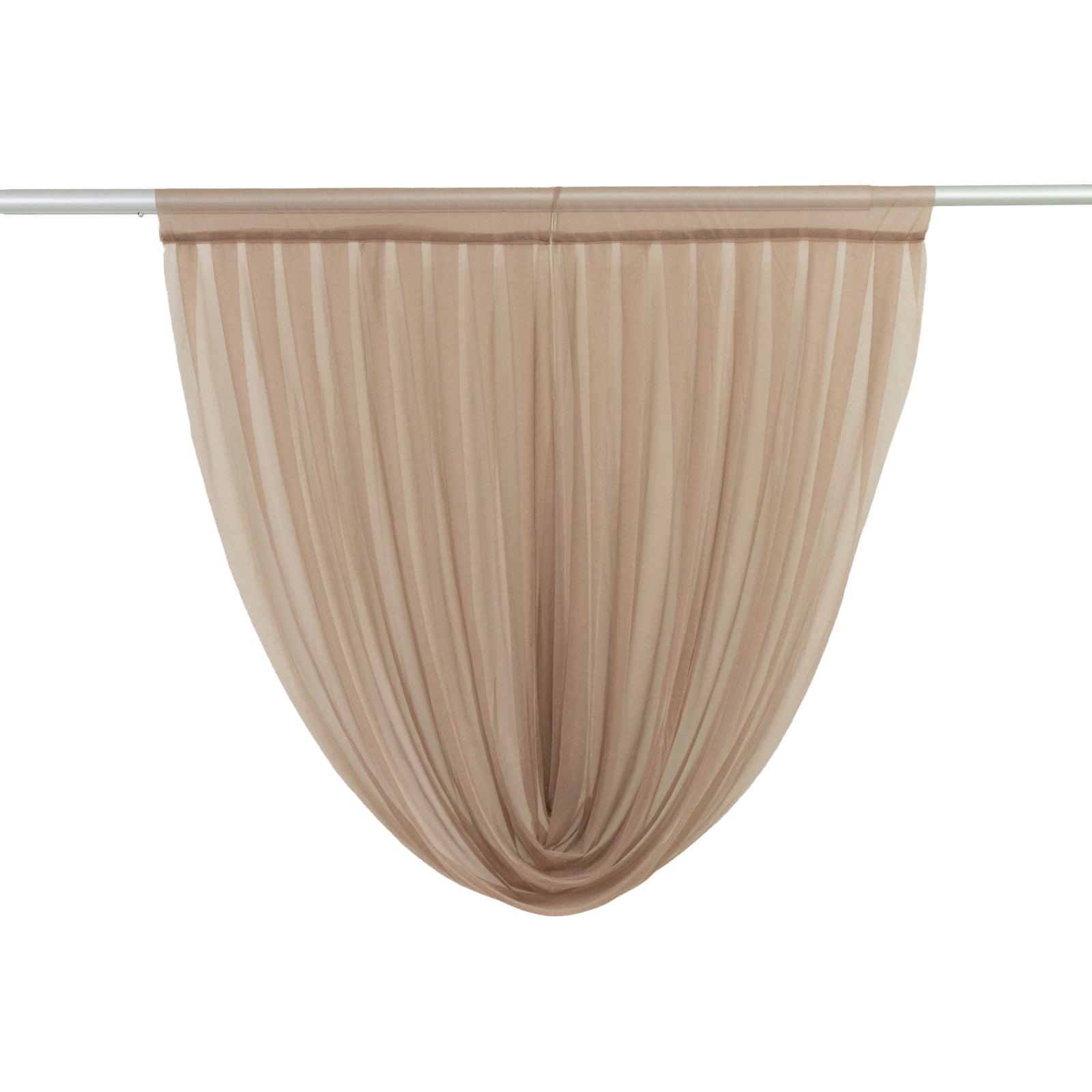 4ft x 4ft Sheer Chiffon Backdrop Valance Drapes â€“ Taupe Curved Swag Topper Panel - Bell Racket Store