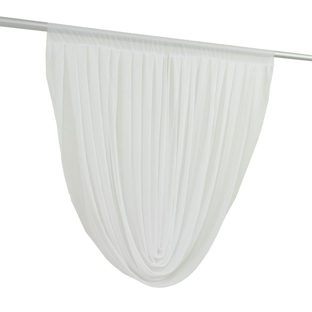 4ft x 4ft Sheer Chiffon Backdrop Valance Drapes â€“ White Curved Swag Topper Panel - Bell Racket Store