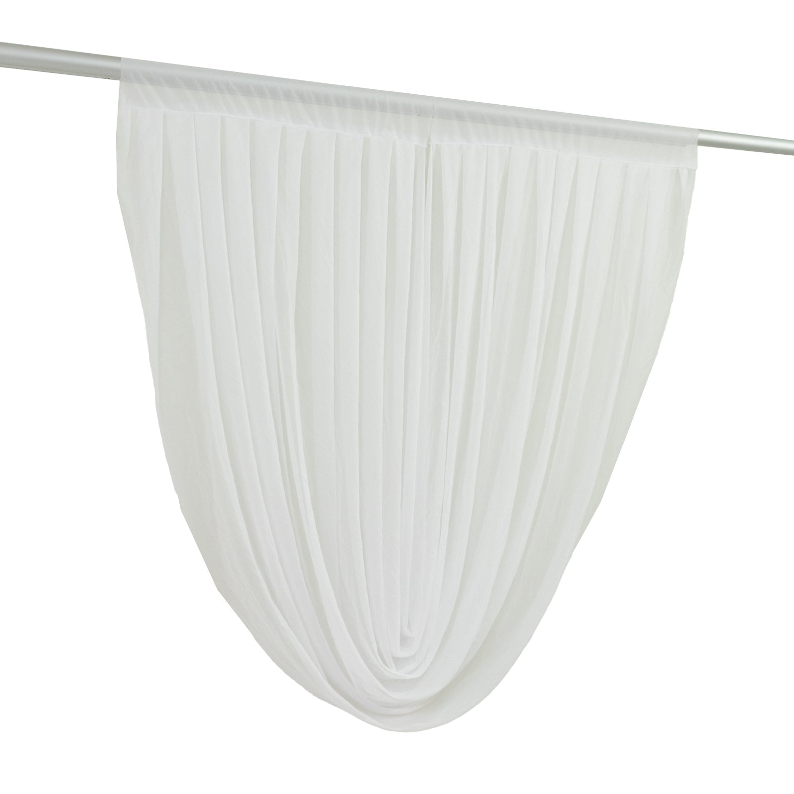 4ft x 4ft Sheer Chiffon Backdrop Valance Drapes â€“ White Curved Swag Topper Panel - Bell Racket Store