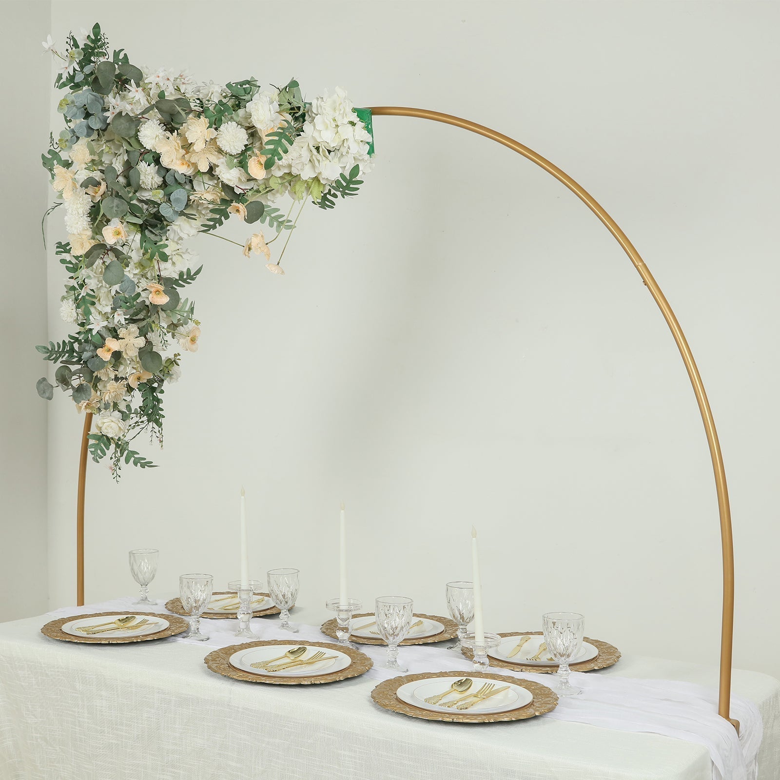4ftx6ft Gold Metal Over - The - Table Rod Stand with Clamps, Round Top Balloon Arch Flower Stand for Wedding and Party Decorations - Bell Racket Store