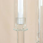 5 - Arm Round Cluster Crystal Candelabra Clear with Mirror Base - Radiant Candle Holder Table Centerpiece for Votive & Pillar Candles 51" - Bell Racket Store