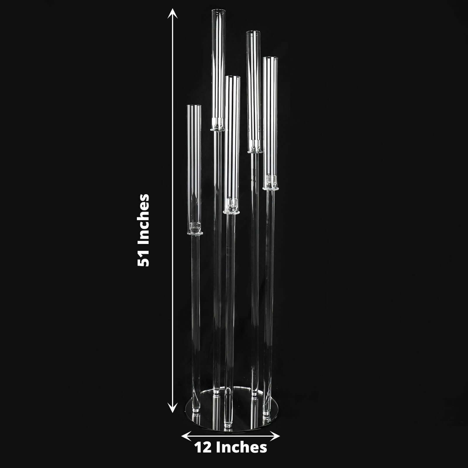 5 - Arm Round Cluster Crystal Candelabra Clear with Mirror Base - Radiant Candle Holder Table Centerpiece for Votive & Pillar Candles 51" - Bell Racket Store