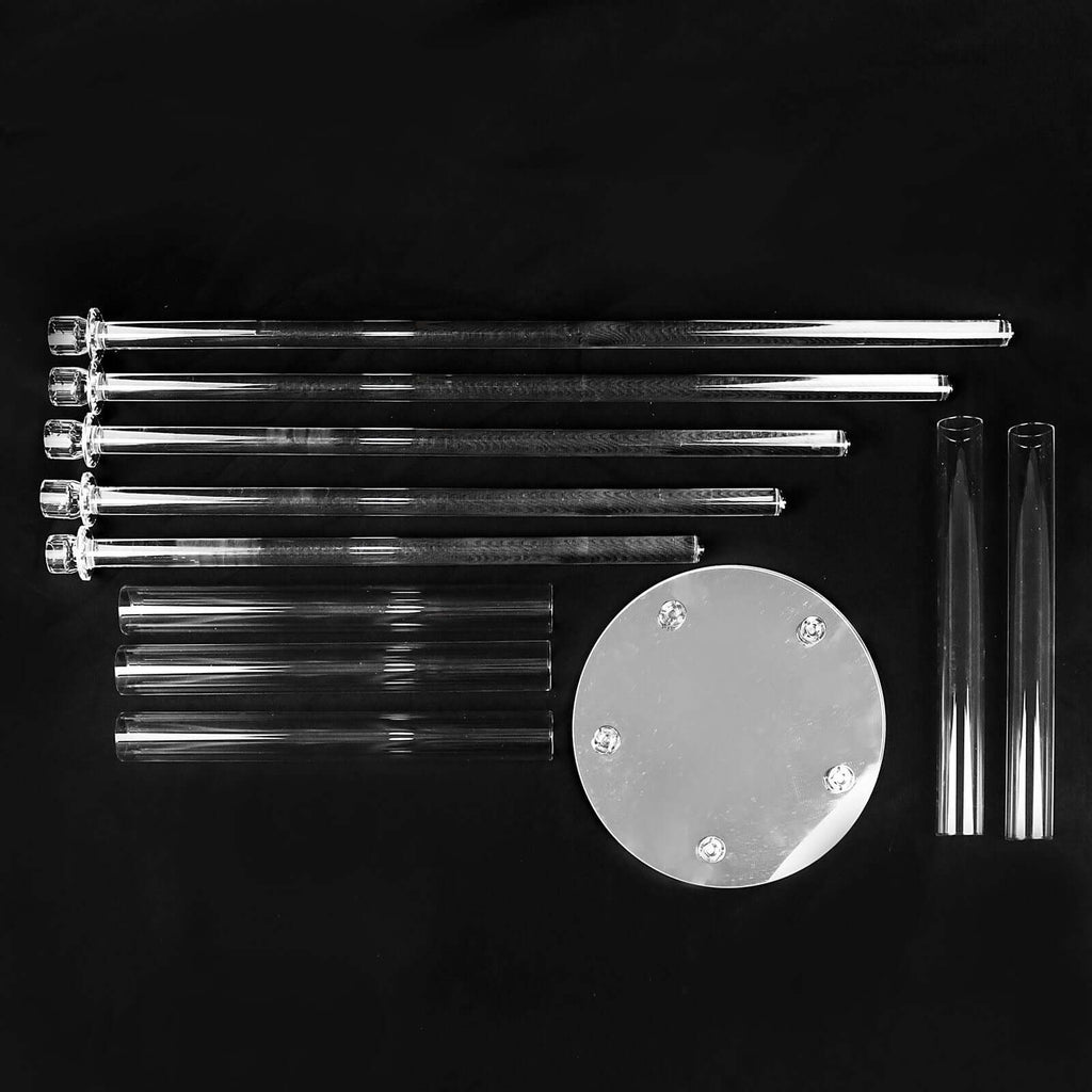 5 - Arm Round Cluster Crystal Candelabra Clear with Mirror Base - Radiant Candle Holder Table Centerpiece for Votive & Pillar Candles 51" - Bell Racket Store