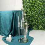 5 - Arm Round Crystal Glass Candelabra Clear Taper Design - Chic Candle Holder Table Centerpiece for Weddings & Events 32" - Bell Racket Store