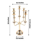 5 - Arm Taper Candelabra Wedding Candle Holder Gold Metal Table Display - Perfect for Events 20" - Bell Racket Store