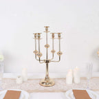 5 - Arm Taper Candelabra Wedding Candle Holder Gold Metal Table Display - Perfect for Events 20" - Bell Racket Store