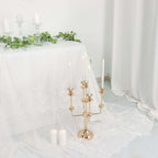 5 - Arm Taper Candelabra Wedding Candle Holder Gold Metal Table Display - Perfect for Events 20" - Bell Racket Store