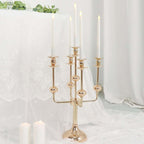 5 - Arm Taper Candelabra Wedding Candle Holder Gold Metal Table Display - Perfect for Events 20" - Bell Racket Store