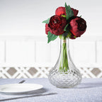 5 Flower Head Burgundy Peony Bouquet Artificial Silk Peonies Spray - Bell Racket Store