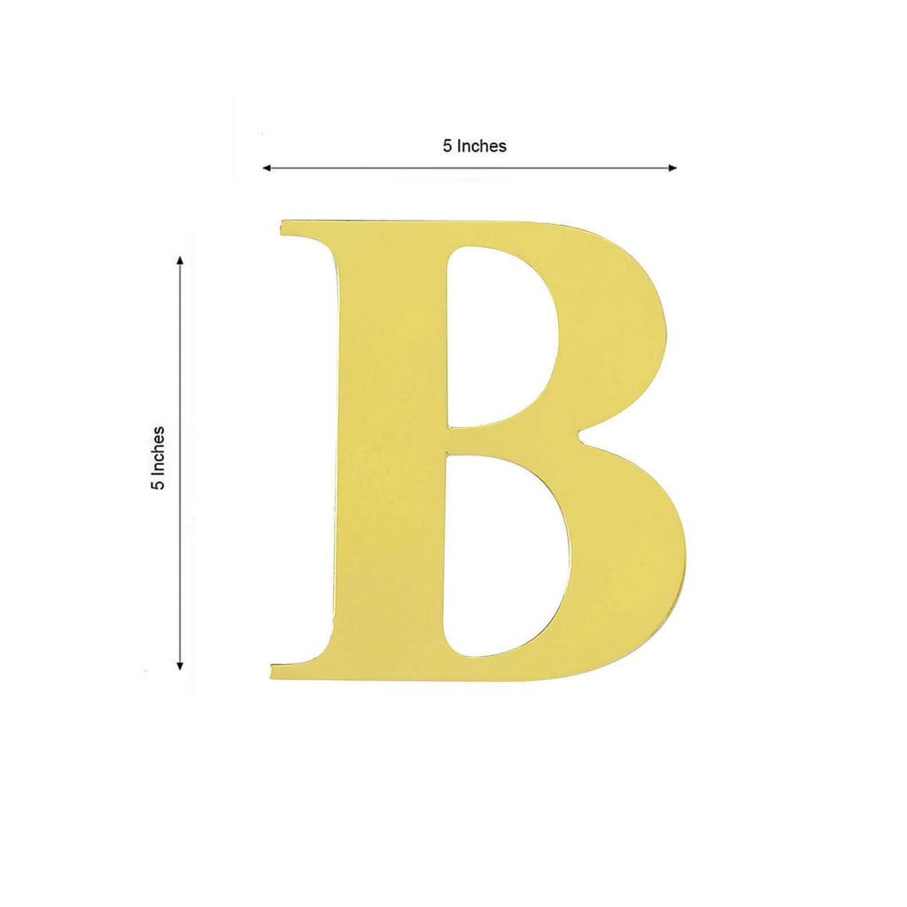 4 Pack 5" Metallic Gold Alphabet Stickers Banner, Customizable Stick on Gold Letters - B