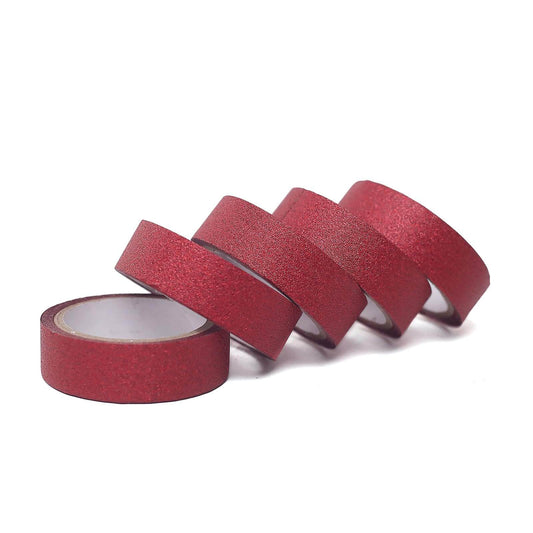 5 Pack 0.5"x5 Yards Burgundy Washi DIY Craft Glitter Tape