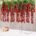 5 Pack 44" Silk Hanging Wisteria Flower Garland Vines in Burgundy, 3 Strands in 1 Bush