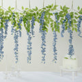 5 Pack 44" Silk Hanging Wisteria Flower Garland Vines in Dusty Blue, Elaborated 3 Full Strands in 1 Bush - Bell Racket Store