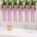 5 Pack 44" Silk Hanging Wisteria Flower Garland Vines in Lavender Lilac, 3 Strands in 1 Bush