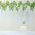 5 Pack 44" Silk Hanging Wisteria Flower Garland Vines in Light Blue, 3 Strands in 1 Bush - Bell Racket Store