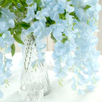 5 Pack 44" Silk Hanging Wisteria Flower Garland Vines in Light Blue, 3 Strands in 1 Bush - Bell Racket Store