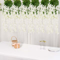 5 Pack 44" Silk Hanging Wisteria Flower Garland Vines in White, 3 Strands in 1 Bush