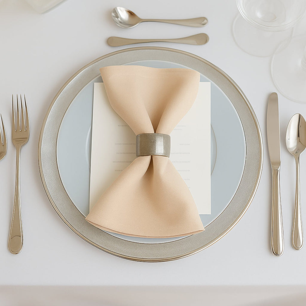 5 Pack Beige Scuba Napkins â€“ 17"x17", Wrinkle - Free & Stain Resistant Cloth Napkins - Bell Racket Store