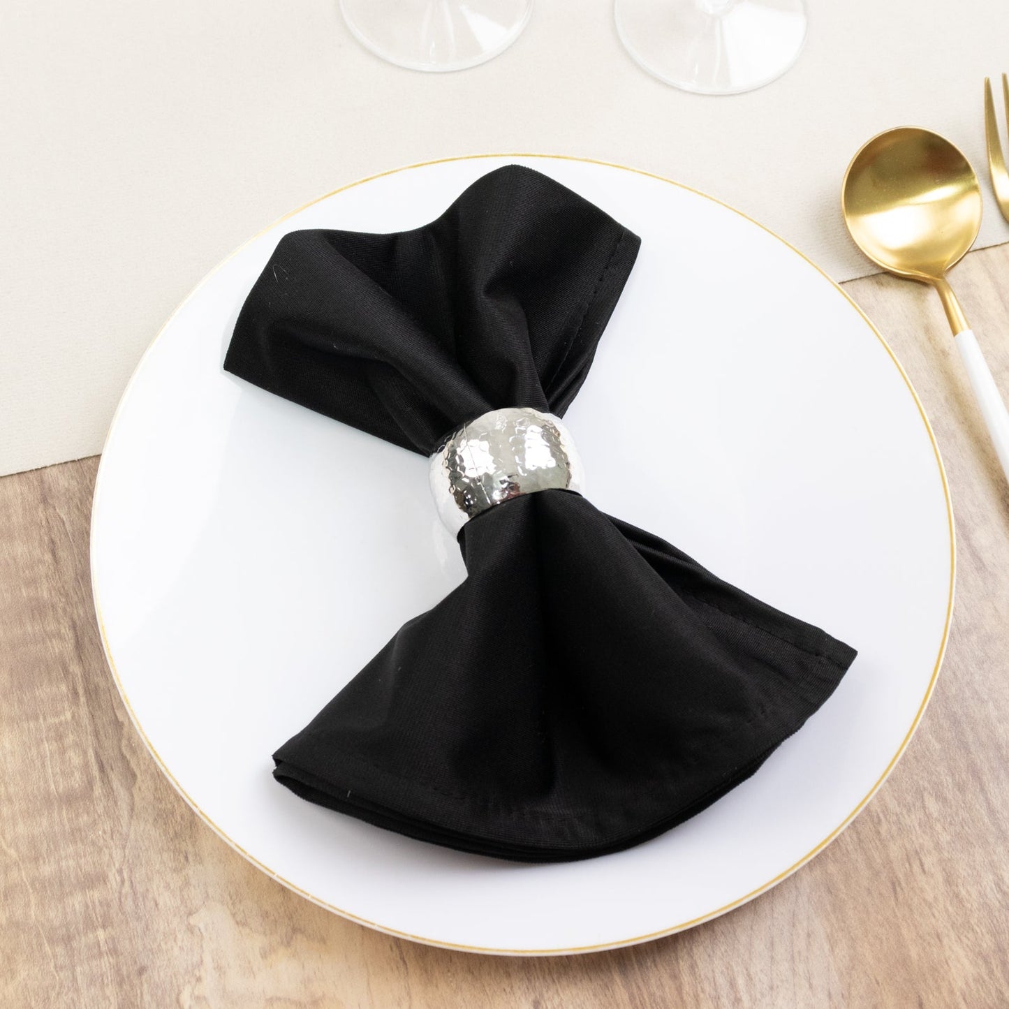 5 Pack Black Scuba Napkins â€“ 17"x17", Wrinkle - Free & Stain Resistant Cloth Napkins - Bell Racket Store