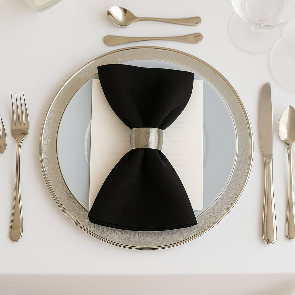 5 Pack Black Scuba Napkins â€“ 17"x17", Wrinkle - Free & Stain Resistant Cloth Napkins - Bell Racket Store