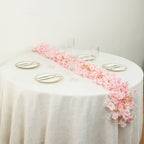 5 Pack Blush Artificial Cherry Blossom Floral Garland, 6ft Silk Flower Hanging Vines - Bell Racket Store