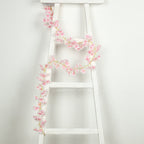 5 Pack Blush Artificial Cherry Blossom Floral Garland, 6ft Silk Flower Hanging Vines - Bell Racket Store