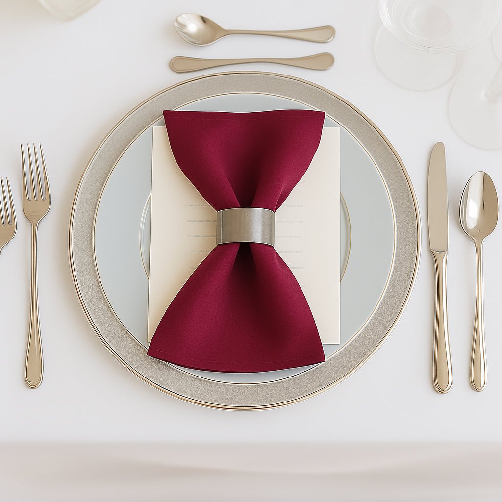 5 Pack Burgundy Scuba Napkins â€“ 17"x17", Wrinkle - Free & Stain Resistant Cloth Napkins - Bell Racket Store