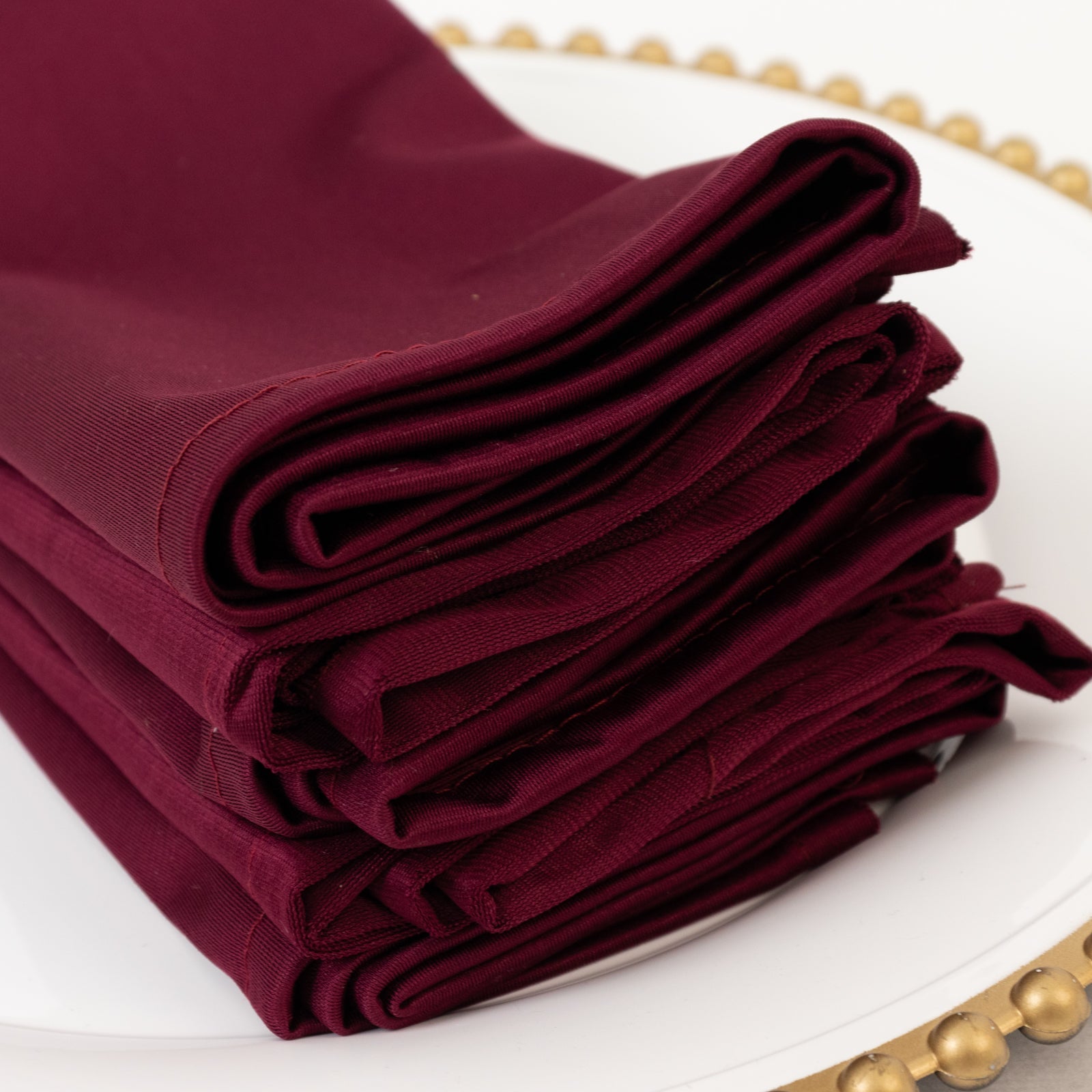 5 Pack Burgundy Scuba Napkins â€“ 17"x17", Wrinkle - Free & Stain Resistant Cloth Napkins - Bell Racket Store