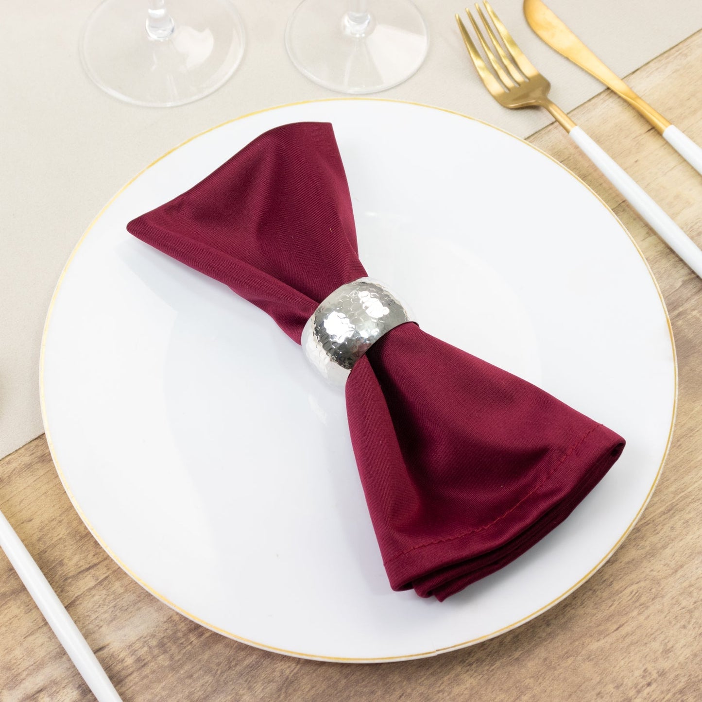 5 Pack Burgundy Scuba Napkins â€“ 17"x17", Wrinkle - Free & Stain Resistant Cloth Napkins - Bell Racket Store