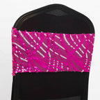 5 Pack Chair Sash Bands with Wave Embroidered Sequins Fuchsia/Silver - Bell Racket Store