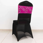 5 Pack Chair Sash Bands with Wave Embroidered Sequins Fuchsia/Silver - Bell Racket Store