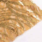 5 Pack Chair Sash Bands with Wave Embroidered Sequins Gold - Gleaming Accent for Weddings & Banquets - Bell Racket Store