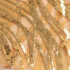 5 Pack Chair Sash Bands with Wave Embroidered Sequins Gold - Gleaming Accent for Weddings & Banquets - Bell Racket Store