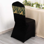5 Pack Chair Sash Bands with Wave Embroidered Sequins Hunter Emerald Green/Gold - Bell Racket Store