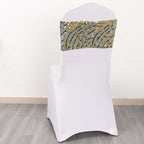 5 Pack Chair Sash Bands with Wave Embroidered Sequins Hunter Emerald Green/Gold - Bell Racket Store