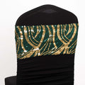5 Pack Chair Sash Bands with Wave Embroidered Sequins Hunter Emerald Green/Gold - Bell Racket Store