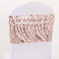 5 Pack Chair Sash Bands with Wave Embroidered Sequins Rose Gold - Bell Racket Store