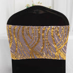 5 Pack Chair Sash Bands with Wave Embroidered Sequins Rose Gold/Gold - Bell Racket Store