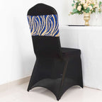 5 Pack Chair Sash Bands with Wave Embroidered Sequins Royal Blue/Gold - Bell Racket Store
