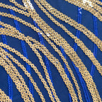 5 Pack Chair Sash Bands with Wave Embroidered Sequins Royal Blue/Gold - Bell Racket Store