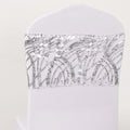 5 Pack Chair Sash Bands with Wave Embroidered Sequins Silver - Bell Racket Store