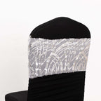 5 Pack Chair Sash Bands with Wave Embroidered Sequins Silver - Bell Racket Store